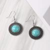 Бирюзовые круглые серьги в стиле ретро с крючками для модного образа
