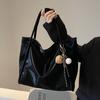 Черная вместительная сумка-тоут для женщин Новая простая мягкая сумка через плечо из ПУ-кожи Женская для работы и покупок KTB