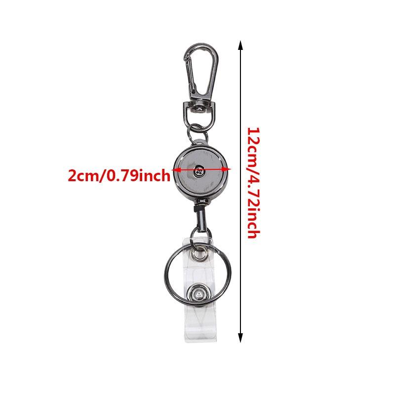 Metal Retractable Badge Reel ID Badge Holder with Cord Portable Carabiner Key Chain Office Supplies