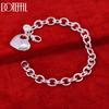 925 Sterling Silver O-shaped Chain Heart Pendant Bracelet Gift Wedding Fashion Jewelry