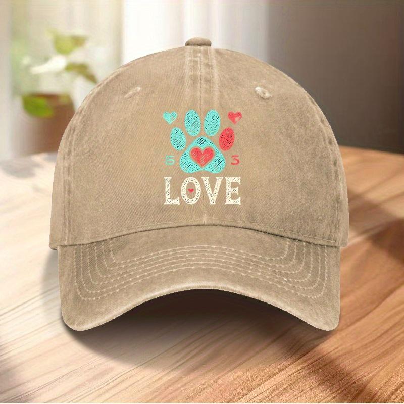 Paw Print Love Graphic Baseball Cap Adjustable Polyester Casual Summer Unisex Trucker Hat