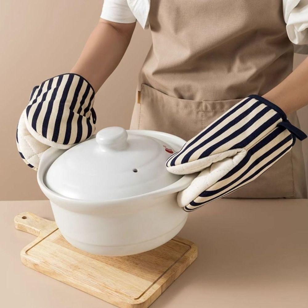 2pcs/set Anti-Scald Microwave Safe Gloves Polka Dot Baking Gloves Heat-Resistant Oven Mitts  Cooking