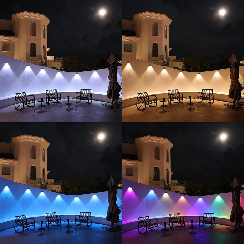 Solar Fence Lights Outdoor,9 Colors RGB Solar Lights for Fence Color Changing Deck Lights for Outside 11 Lighting Modes Waterproof Solar Wall Light