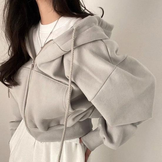 Осень-весна Женское пальто с капюшоном, завязками на шнурке, длинными рукавами, карманами, застежкой-молнией, эластичными манжетами, свободным низом, спортивная толстовка с капюшоном, повседневная куртка для повседневной носки