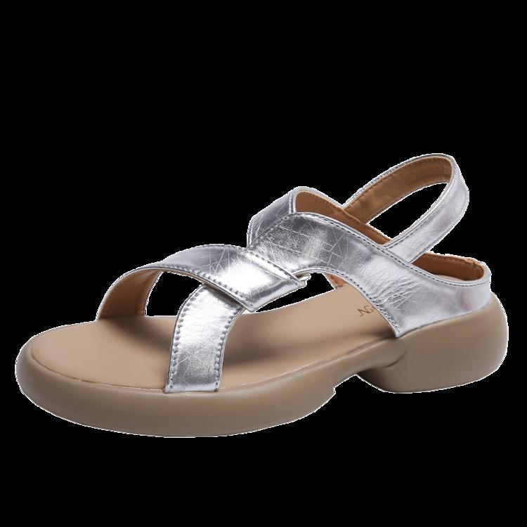 Сандалии Lazy Pedal Roman женские летние 2024 на низком каблуке в стиле ретро повседневные пляжные сандалии женские