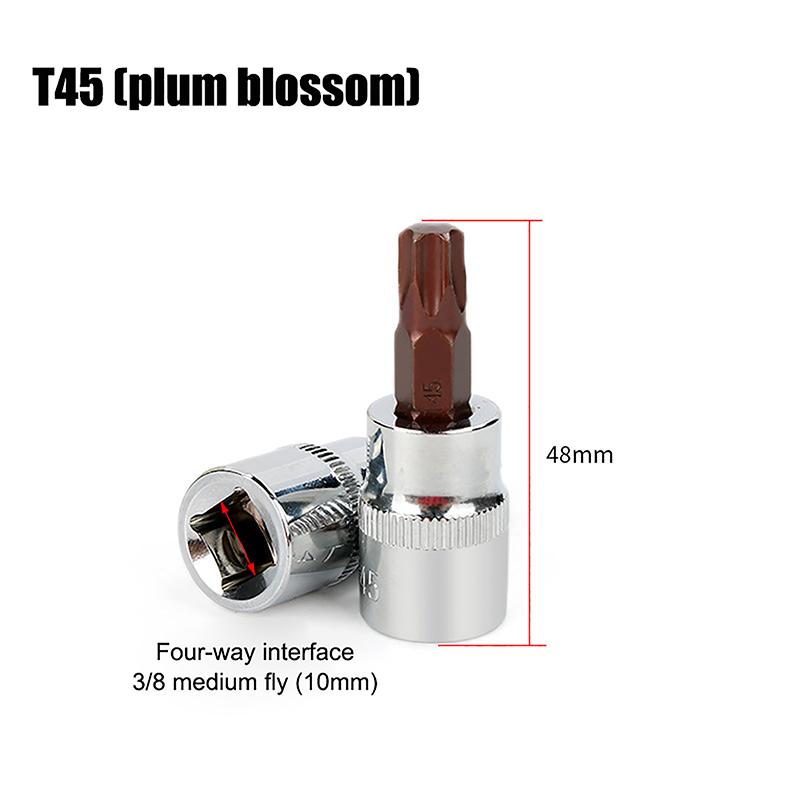 3/8-дюймовые головки с битами Torx T20/30/40/45/50/55/60 S2 сталь длина 48 мм серебристый тон ручной инструмент для самостоятельного ремонта автомобилей