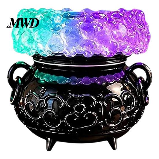 Witch Themed Table Centerpiece Halloween Cauldron LED Bubble Light, Light-up Candle Holder, Spooky Atmosphere Maker Color Changing Potion Lamp