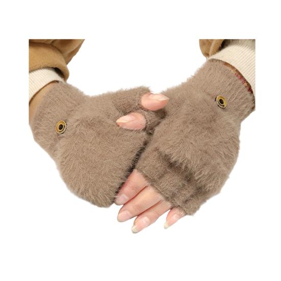 1 пара женских митенок, теплые, толстые, зимние, трансформирующиеся