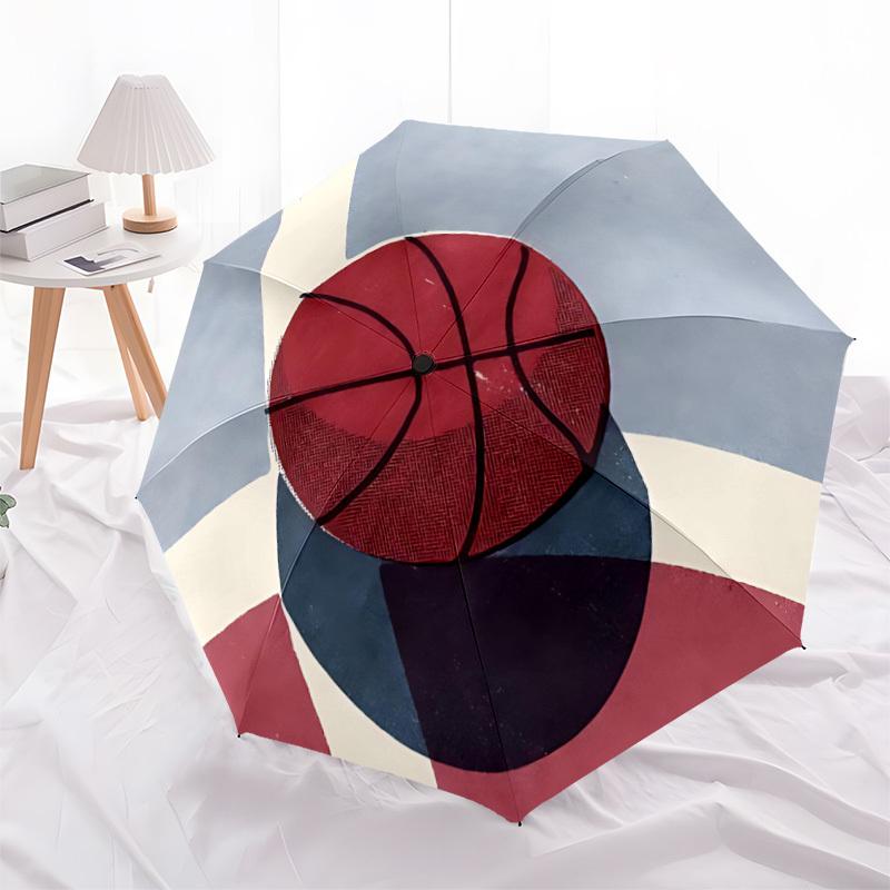 1pc Basketball Court Automatic Folding Umbrella - Compact 8-Rib Design, Durable Plastic & Iron, Lightweight for Outdoor Daily Use091