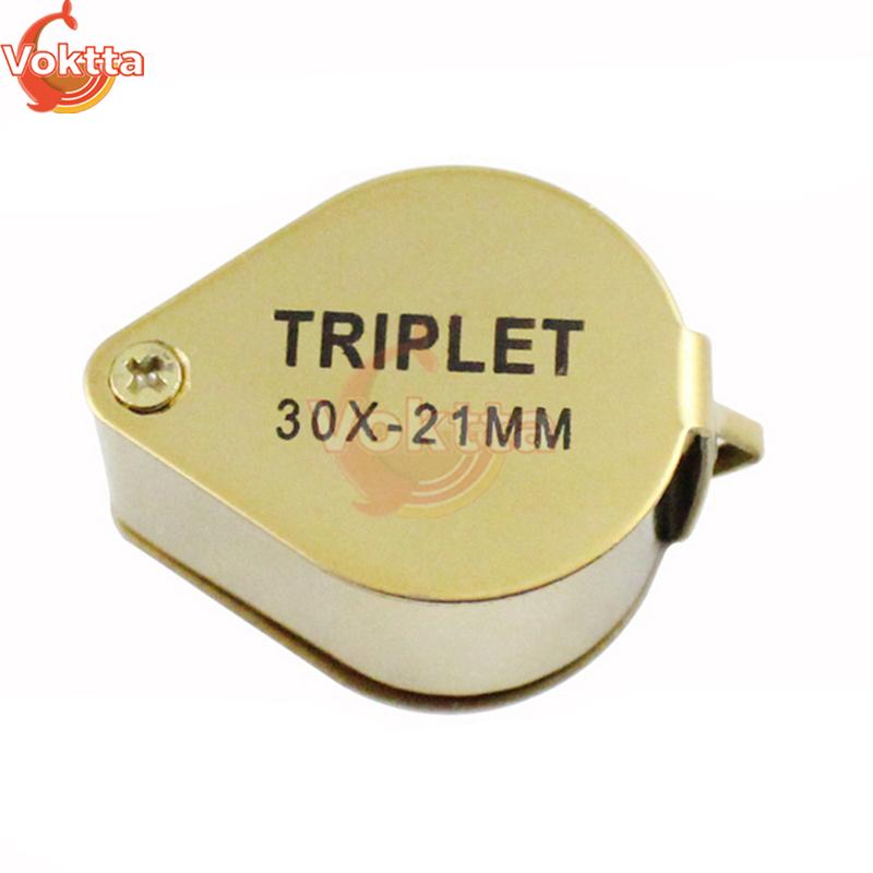 30X 20X 10X Pocket Loupe Magnifier Metal Jewelry Magnifying Glass Foldable Lens Triplet Glass Diamond Jewelers Eye Glass Tools