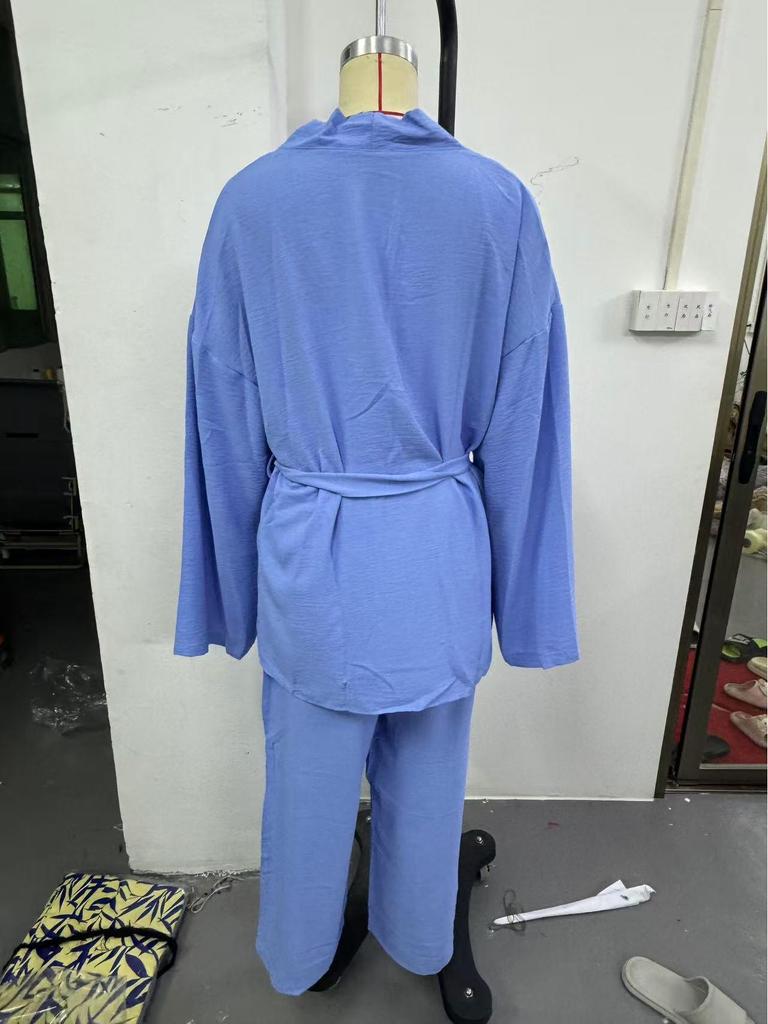 2024 Euro-American Style Autumn/Winter Long Sleeve Stripe Pajama Set - Casual Women's Comfy Pants & Shirt