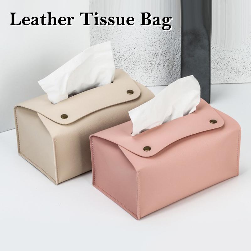 1Pcs Household Pu Leather Tissue Box Desktop Decoration Suitable For Dining Room Living Room Kitchen Tissue Storage Box