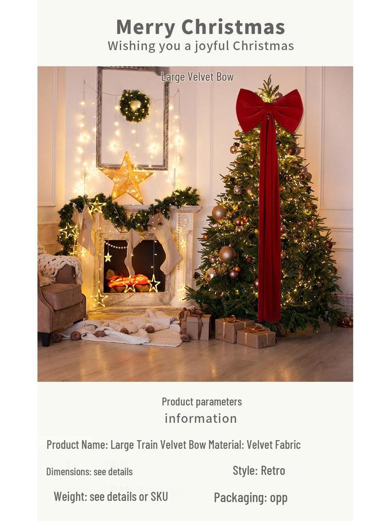 Большой красный бархатный бант-украшение для рождественских украшений, оформления отелей, торговых центров и весенних фестивалей