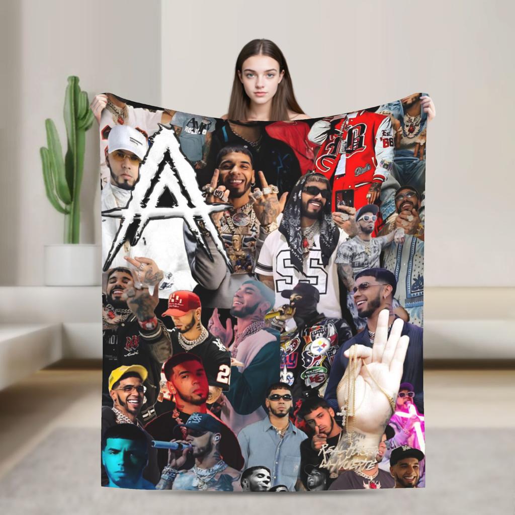 Anuel AA Rhlm 2 Album Blanket Quality Soft Warm Throw Blanket Autumn Travel Office Home Decor Funny Bedspread