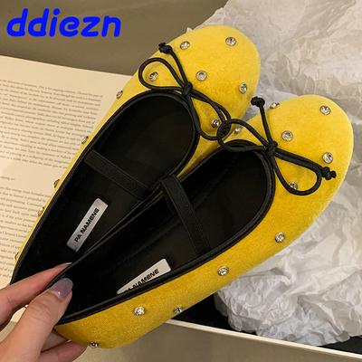 Модная женская обувь с мелким вырезом, женские балетки, хрустальные туфли, с бантом-бабочкой, модные со стразами, шелковые, женские балетки, танцевальная обувь, шлепанцы