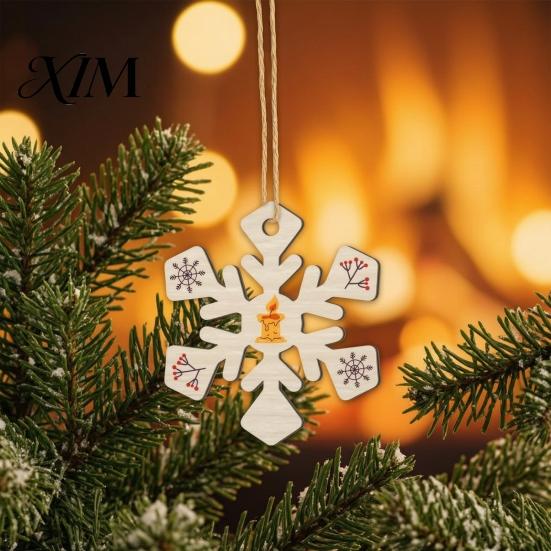 Wooden Hanging Ornaments 10Pcs 2D Christmas Ornaments, Blank DIY Craft Tags, Decorative Props Tree Decorations, Unfinished Wood Slices for Painting