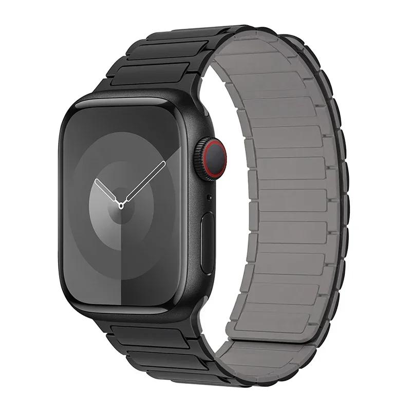 Магнитная петля для ремешков Apple Watch 44 мм, 40 мм, 49 мм, 45 мм, 41 мм, 38 мм, силиконовый браслет iWatch Series 9, 8, 7, 6, 5, 4, 3 Se ultra 2, ремешок