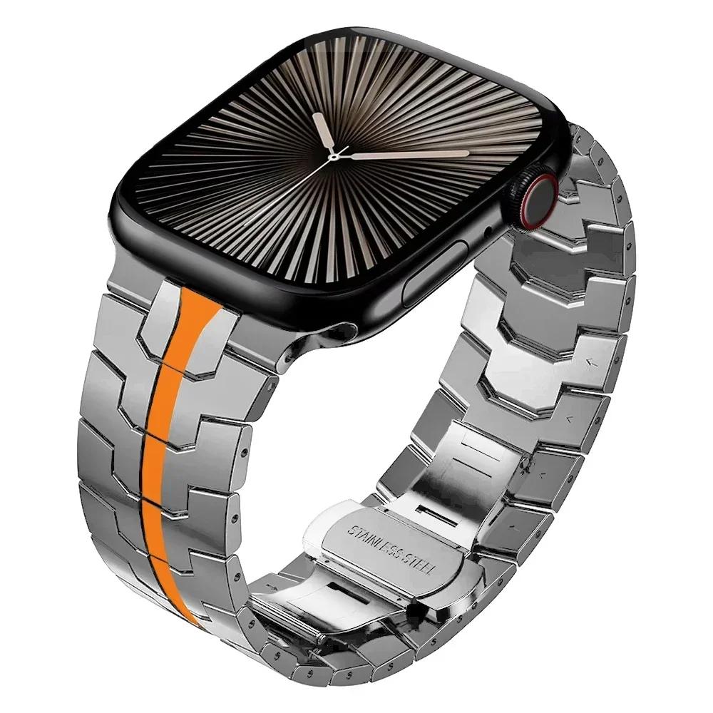 Luxury Stainless Steel Band for Apple Watch Ultra 2 49mm Strap 46mm 44mm 45mm Men Replaced Bracelet for Iwatch 10 9 8 7 6 Se 4 5