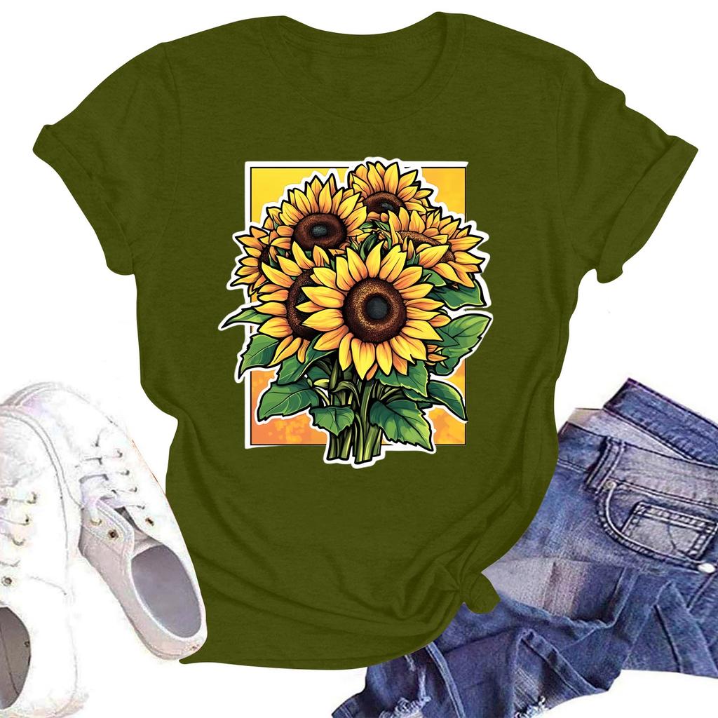 Женская повседневная свободная футболка с принтом, круглый вырез, пуловер, короткий рукав, топ