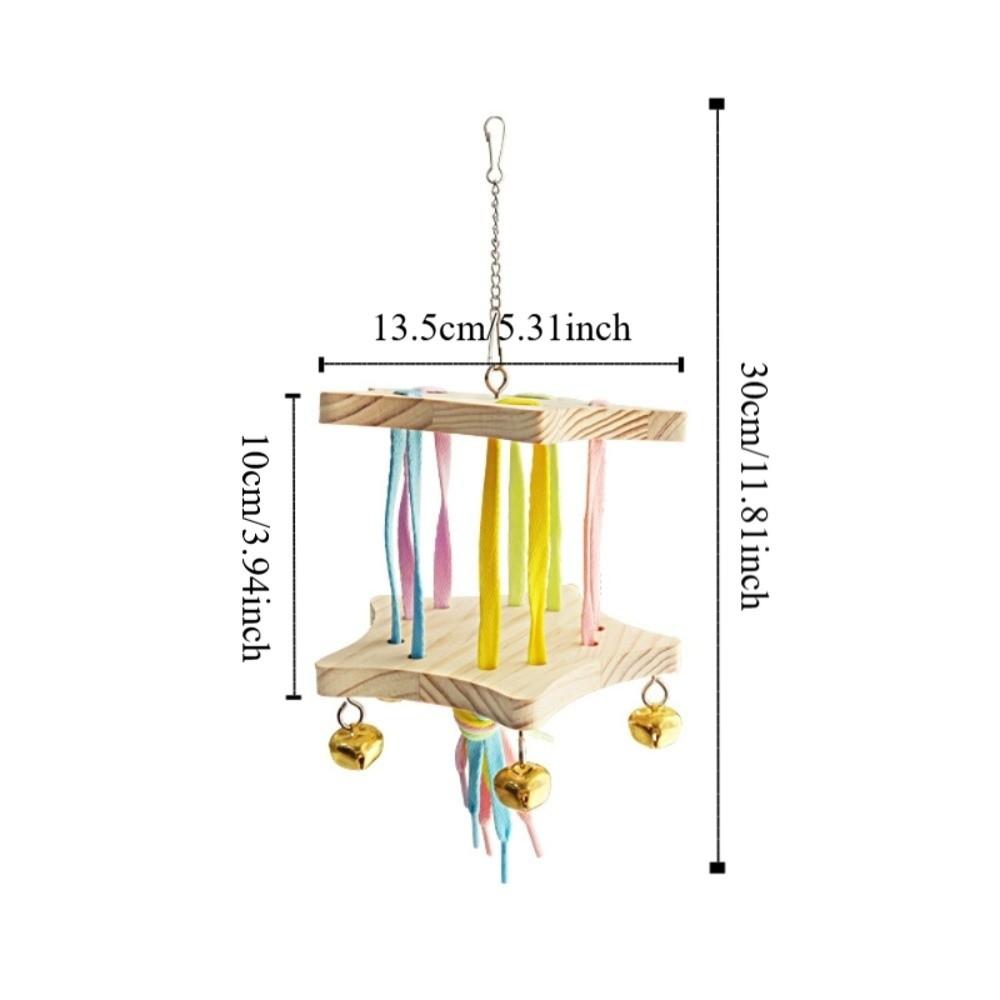 Colourful Bird Hanging Swing Wooden Bird Toy Hammock Parrot Cage Hut Small Pet Entertainment