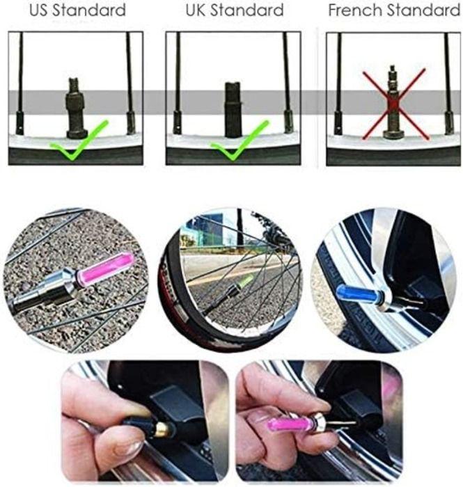 Набор из 8 светящихся светодиодных колпачков для велосипедных колес