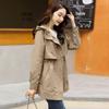 Women's Mid-Length Trench Coat - 2025 Korean Style, Slimming, Age-Reducing, Hooded with Drawstring for Spring & Autumn