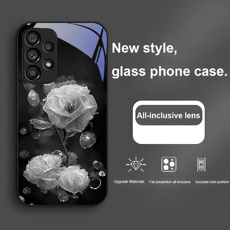 Увлажняющий Розовый Цветок Для Samsung Galaxy S23 24 Plus S20 21 FE S25 Ultra A70 72 73 51 52 53 Закаленное Стекло Чехол для Телефона