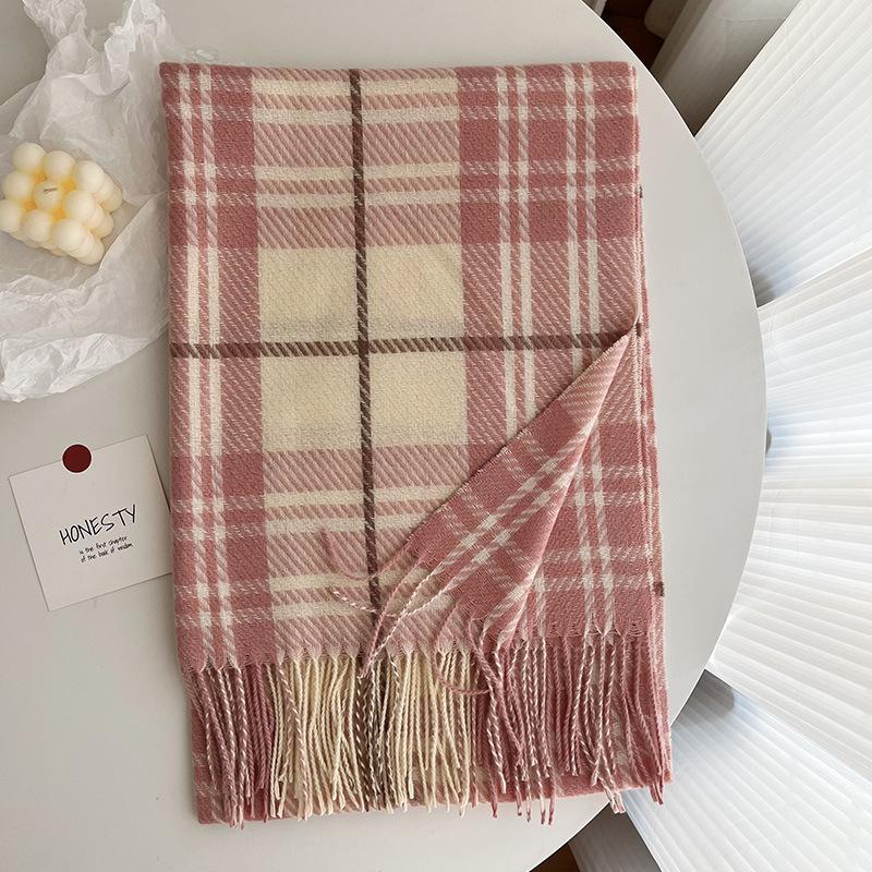 Scarf WomenS Winter Versatile Cashmere Plaid Tassel Thickened Warm Fashion Cold Proof Wind Proof Warm Shawl
