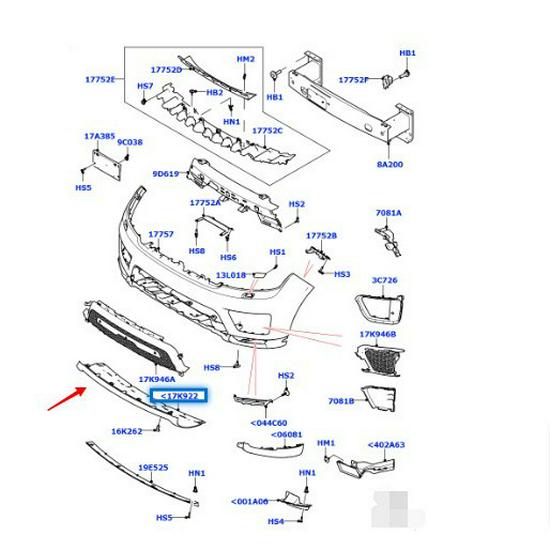Front Bumper Towing Hook Cover for 2014 Land Rover Range Rover Sport (Model LR109870)