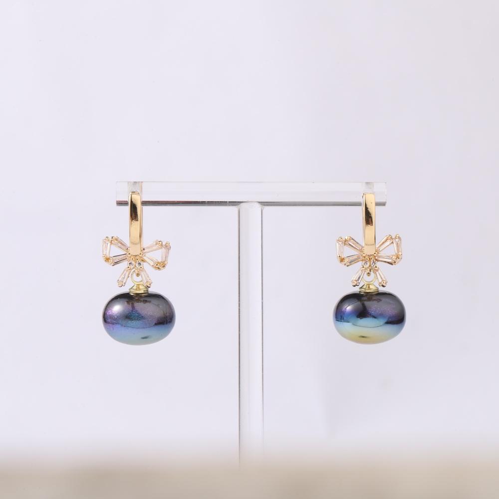 1 пара модных сережек с имитацией жемчуга для женщин, ювелирные изделия с бантом из кубического циркония, свадебные аксессуары