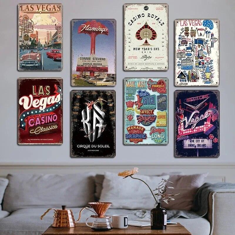 Welcome To Las Vegas Plaque Metal Tin Signs Vintage Decor Nevada Casino Metal Posters Wall Art Decor