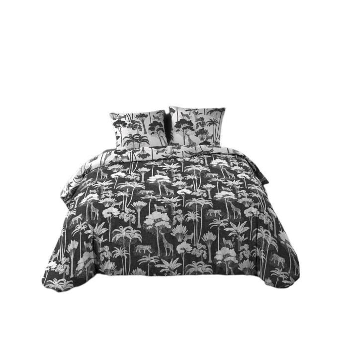 Housse couette + 2 taies 220 x 240 cm Girafe et panthere