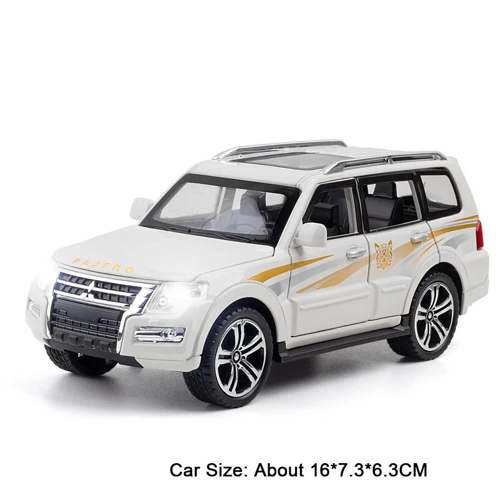 1:32 Scale MITSUBISHI PAJERO Prado SUV Car Model Toy High Simulation Sound Light Pull Back Collection Toys Models for Boys Kids