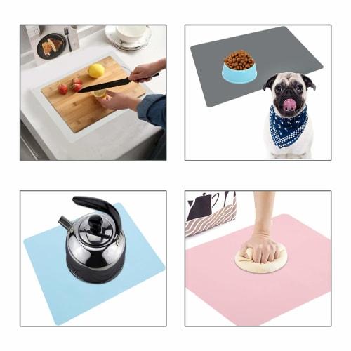 Topfinel Silicone Placemats, Set of 4, Water-Repellent, Multifunctional, Heat-Resistant, Non-Slip, Easy To Clean, Safe Silicone, Transparent White, 30