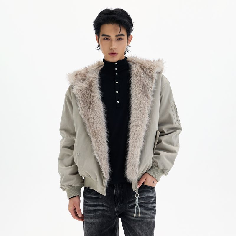 Kisko Зимняя Модная Марка Двусторонняя Летная Хлопковая Куртка для Мужчин и Женщин с Чувством Дизайна, Теплое и Толстое Пальто с Капюшоном