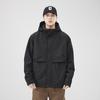Black Tooling Jacket Men'S Loose Large Size Outdoor Windproof Hooded Splicing Casual Jacket Trendy Brand