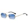 Rimless Rectangle Sunglasses Small Men Glasses Women Metal Gold Polygon Blue Shades  Uv400 Frameless