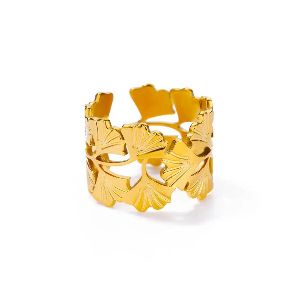 Кольца из нержавеющей стали для женщин Золотистый цвет Звезда Открытое кольцо Модный шарм Циркон Водонепроницаемые Свадебные аксессуары Подарки на день рождения