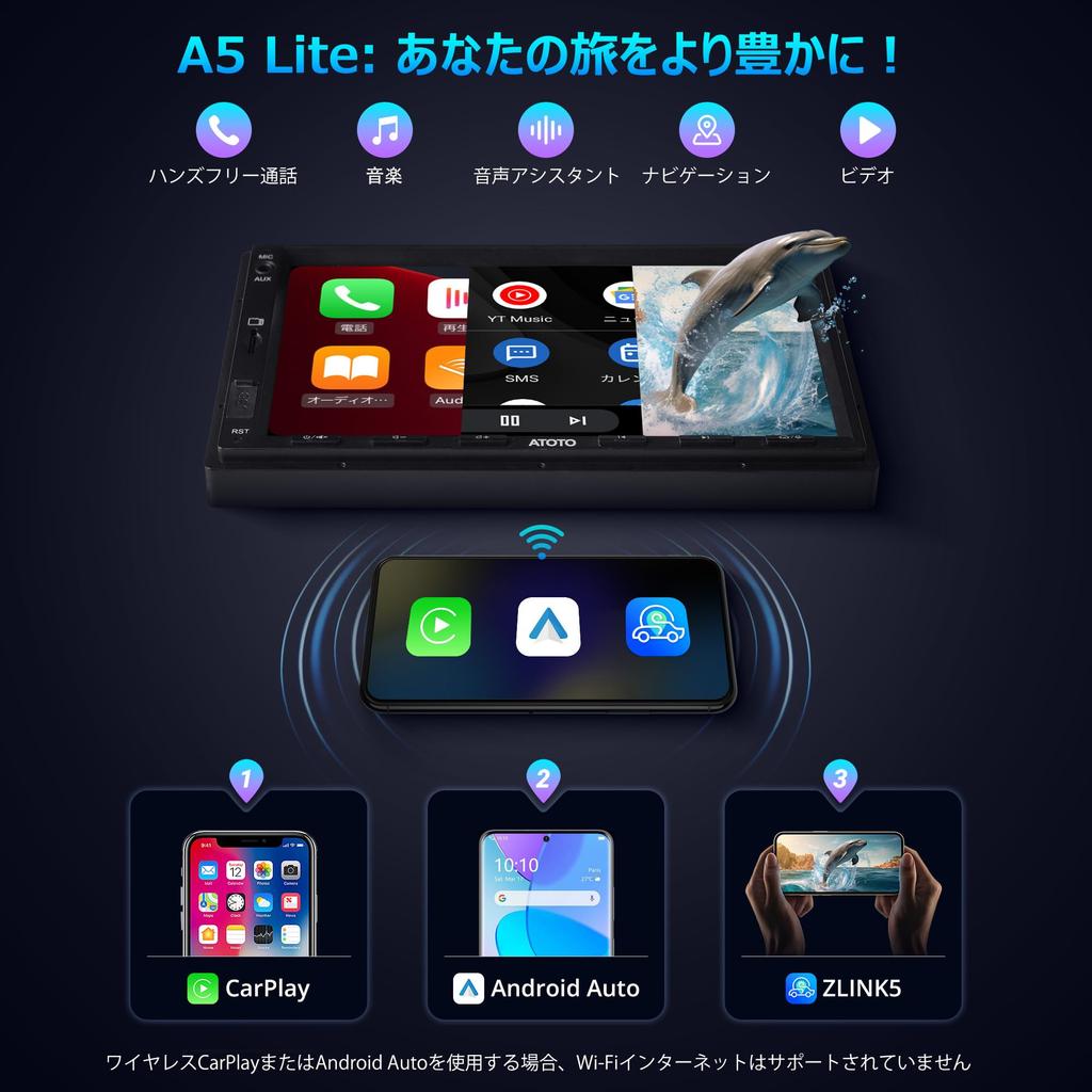 ATOTOEXCEL A5L Android Car Navigation System CarPlay Wireless Android Display OBD2 Car Diagnostic DPS and GPS HDMI Video Playback Approval Certified