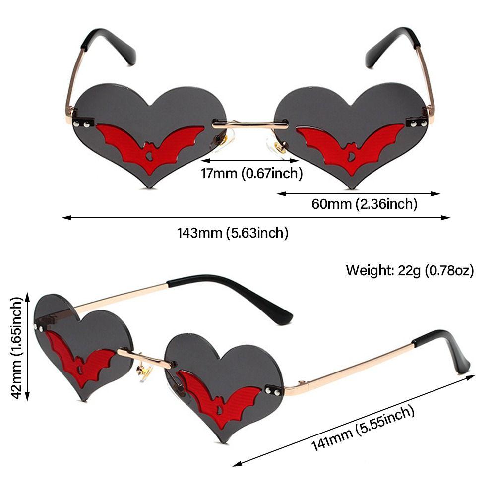 Солнцезащитные очки в форме сердца «летучая мышь», новые очки без оправы в готическом стиле для женщин и мужчин, очки для вечеринок и фестивалей, модные очки с защитой от ультрафиолета 400
