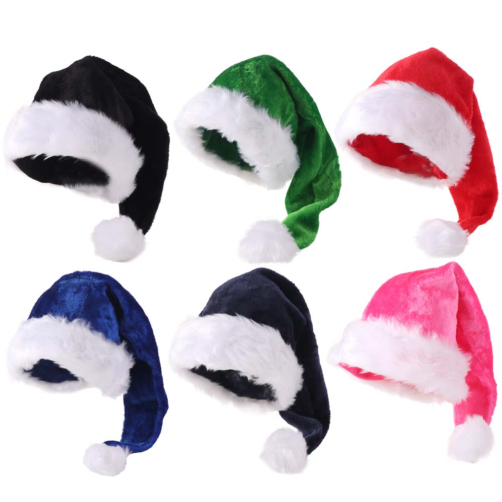 White Fur Fur Xmas Cap Red Hat Santa Hat Festive Party Plush Christmas Hat  Unisex