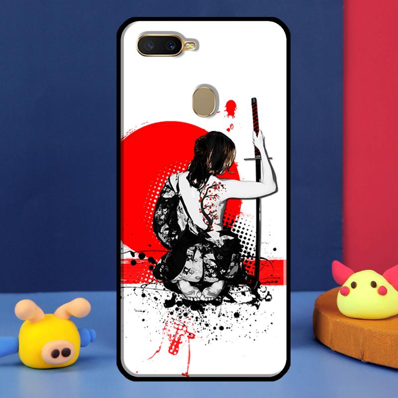Чехол Аниме Девушка Самурай для Oppo A16 A76 A96 A58 A78 A98 A5 A9 A91 A15 A17 A77 A52 A72 A74 A94 A54S A57S