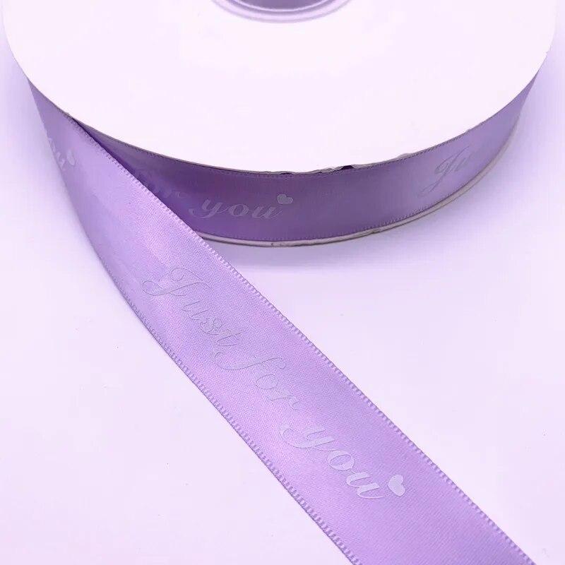 25mm*50yards Printed "just for You" Polyester Ribbons for Wedding Christmas Party Decorations DIY Bow Craft Ribbons