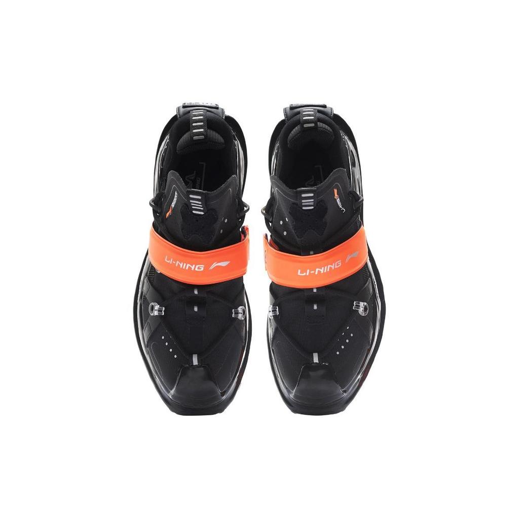 Li-Ning Pangu Halo Fabric Leather Trendy Shock Absorbing Non-Slip Wear-Stick Low-Top Sports Casual Shoes Men sneakers Black Orange AZGS101-1