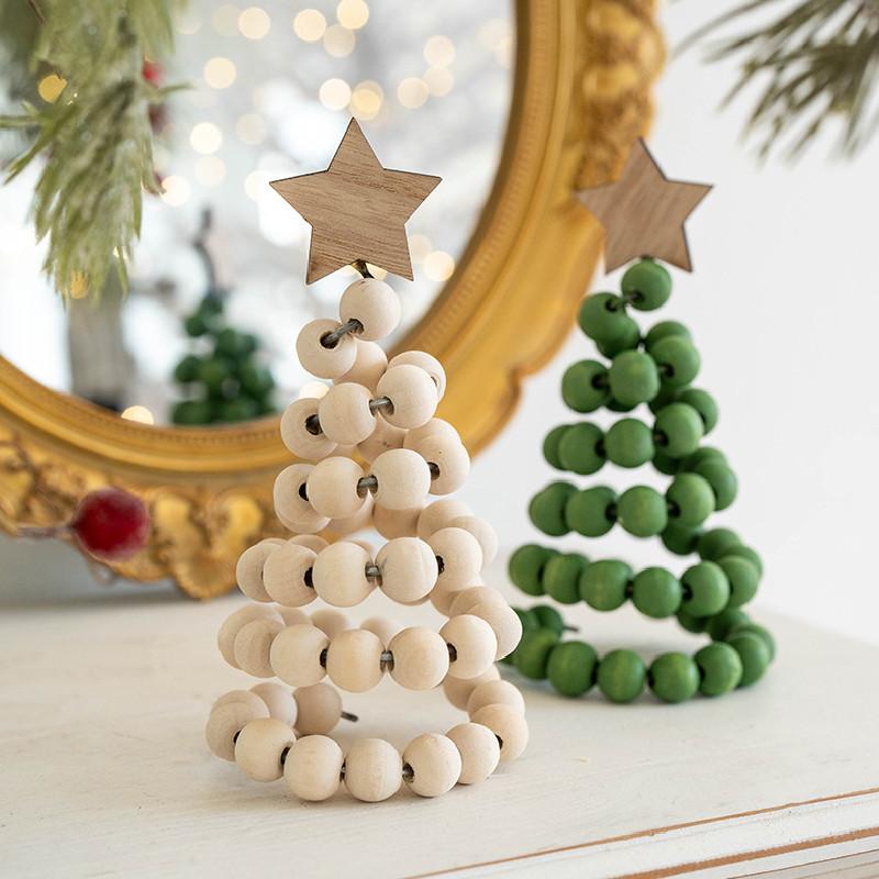 Настольные елки украшение деревянные бусины верхушка для елки рождественские поделки дом