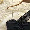 Плиссированное мини-платье без бретелек с воротником-халтером, женское сексуальное элегантное вечернее платье с открытыми плечами, женское корейское модное винтажное клубное платье 2024