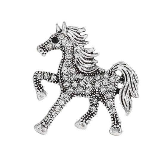 Yousheng Retro Horse Brooch Rhinestone Inlaid Horse Pin Zodiac Year Animal Brooch Men Women Suit Accessory for Handbag Clothes Decoration