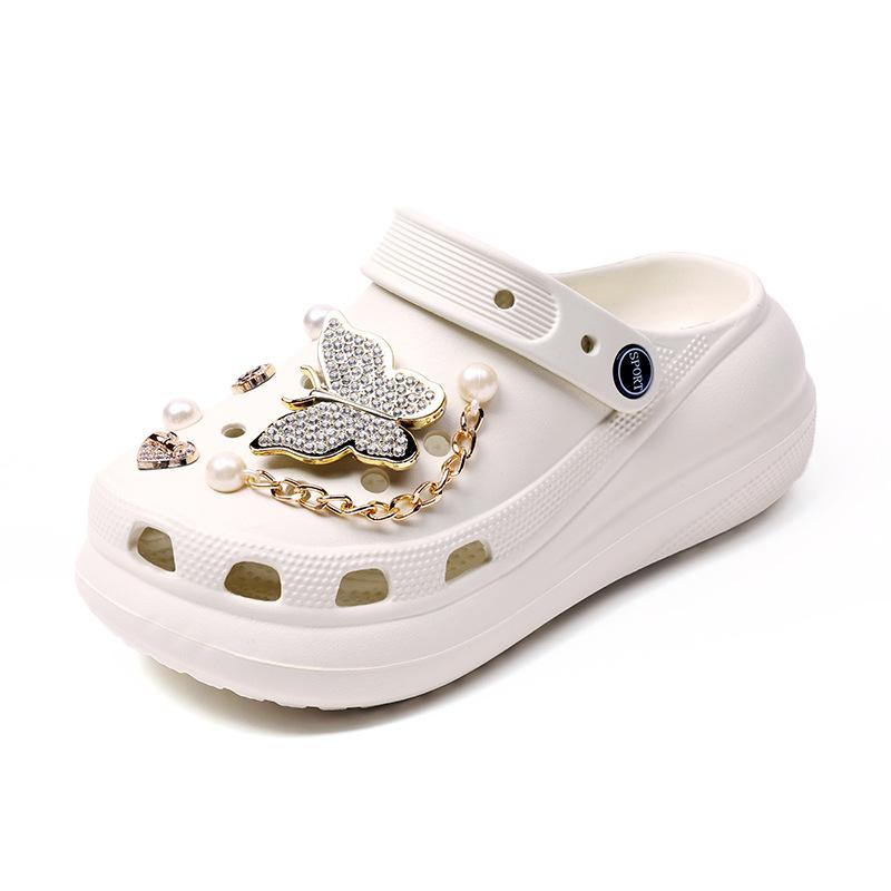 Милые туфли с бабочками и рисунком из мультфильма, туфли с цветочным принтом, женская летняя одежда, модные трендовые сандалии, женские нескользящие тапочки с сумкой на голову