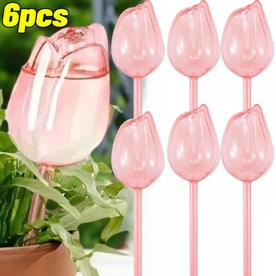 1-6 шт. Розовые тюльпаны, шары для полива растений, система автоматического капельного полива для помещений и улицы, стеклянные вставки, самополивающиеся луковицы, садовые принадлежности
