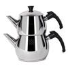 Serenk Traditional Turkish Tea Pot, Stainless Steel Double Tea Pots, Stove Top